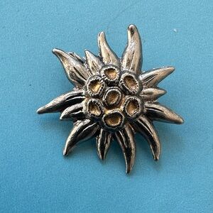 Silver  tone Edelweiss Floral brooch Germany